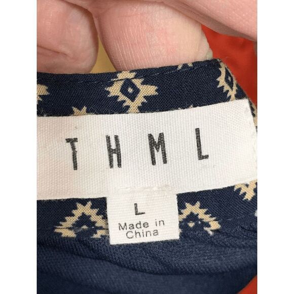 THML Womens Midi Dress Summer Sleeveless Deep Neckline Abstract Large - Picture 8 of 11